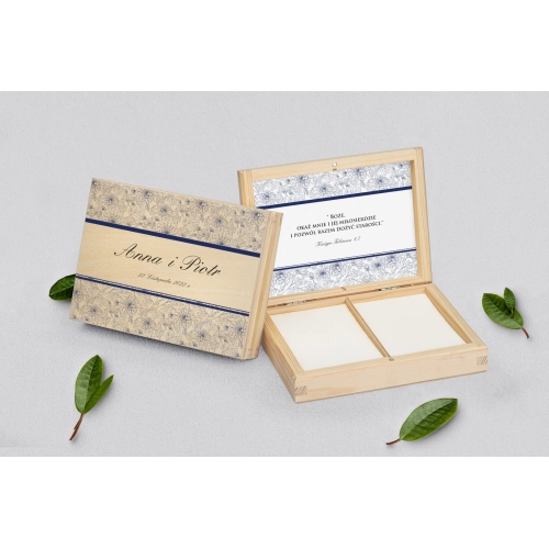 Pudełko na obrączki prostokątne naturalne - Ornaments Motyw 1