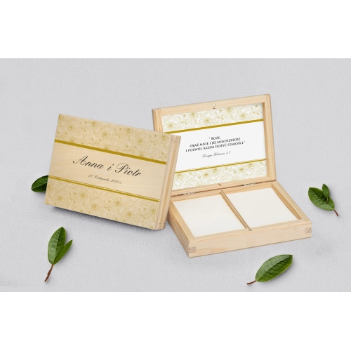 Pudełko na obrączki prostokątne naturalne - Ornaments Motyw 3