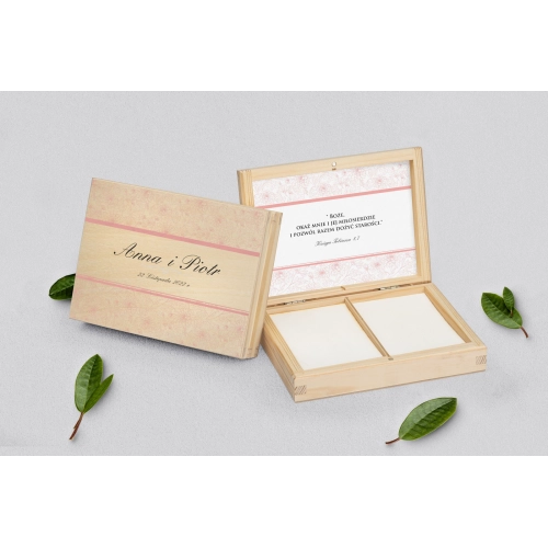 Pudełko na obrączki prostokątne naturalne - Ornaments Motyw 5