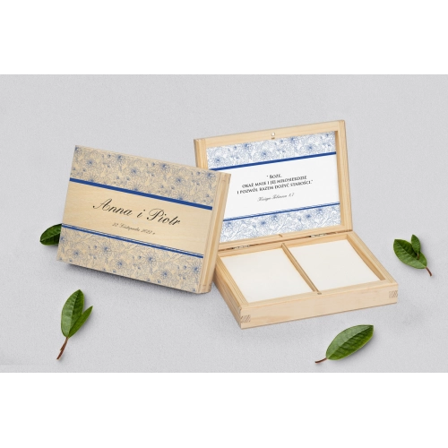 Pudełko na obrączki prostokątne naturalne - Ornaments Motyw 6