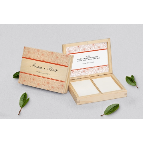 Pudełko na obrączki prostokątne naturalne - Ornaments Motyw 7