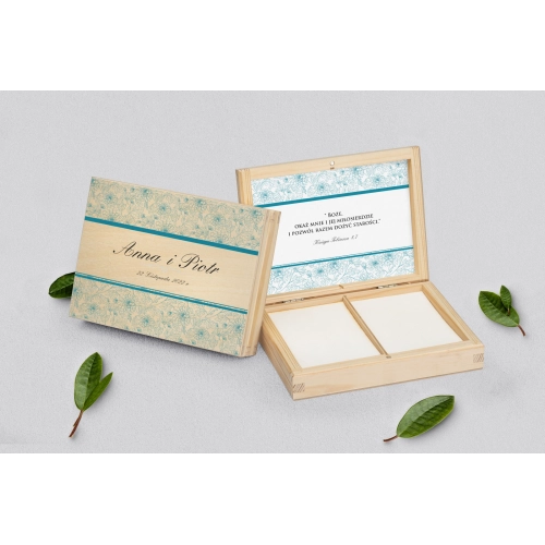 Pudełko na obrączki prostokątne naturalne - Ornaments Motyw 8