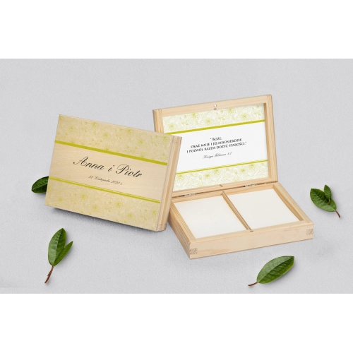 Pudełko na obrączki prostokątne naturalne - Ornaments Motyw 11