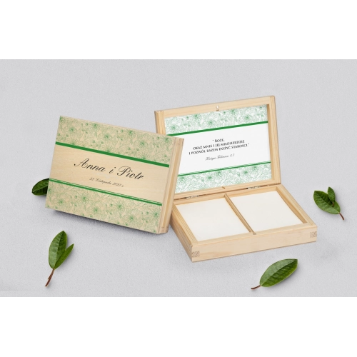 Pudełko na obrączki prostokątne naturalne - Ornaments Motyw 12