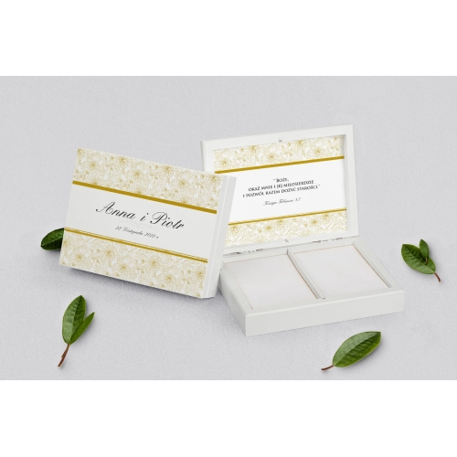 Pudełko na obrączki prostokątne białe - Ornaments Motyw 3