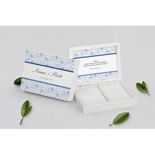 Pudełko na obrączki prostokątne białe - Ornaments Motyw 6