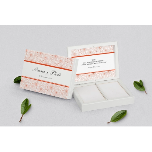 Pudełko na obrączki prostokątne białe - Ornaments Motyw 7