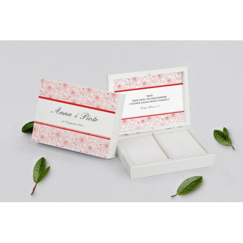 Pudełko na obrączki prostokątne białe - Ornaments Motyw 9