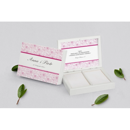 Pudełko na obrączki prostokątne białe - Ornaments Motyw 10