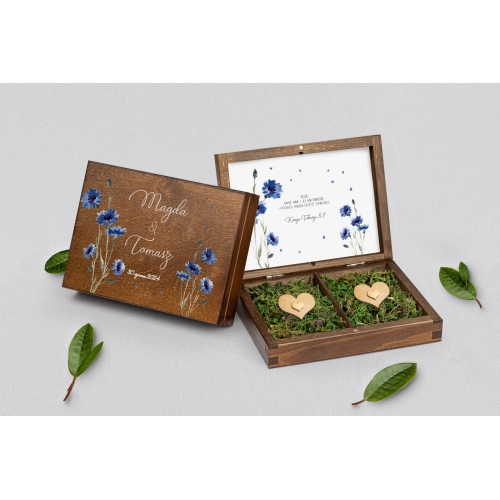 Pudełko na obrączki prostokątne brązowe - Biały Czas - Motyw 2