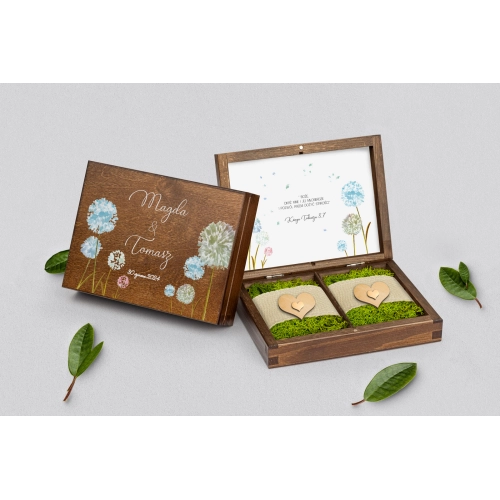 Pudełko na obrączki prostokątne brązowe - Biały Czas - Motyw 4