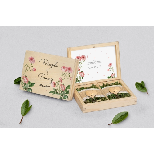 Pudełko na obrączki prostokątne naturalne - Biały Czas - Motyw 5