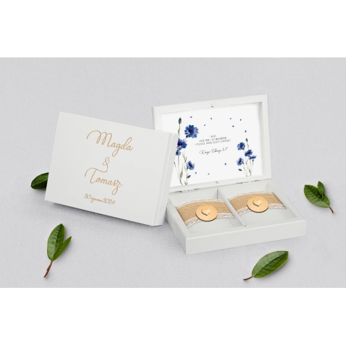 Pudełko na obrączki prostokątne białe - Biały Czas - Motyw 2