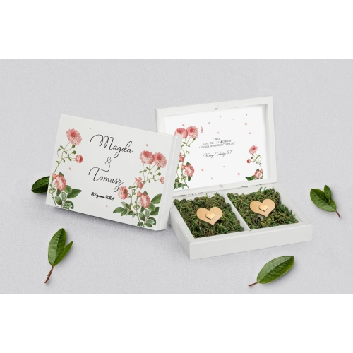 Pudełko na obrączki prostokątne białe - Biały Czas - Motyw 5