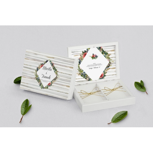 Pudełko na obrączki prostokątne białe - Akwarelka - Motyw 3