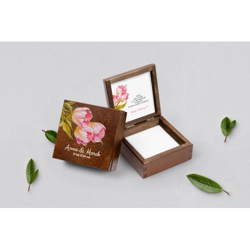 Pudełko na obrączki brązowe - Sweet Love Motyw 4