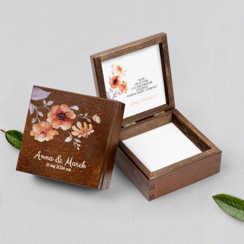 Pudełko na obrączki brązowe - Sweet Love Motyw 6