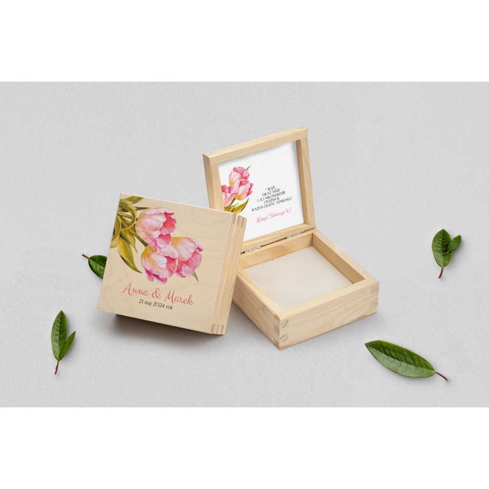 Pudełko na obrączki naturalne - Sweet Love Motyw 4