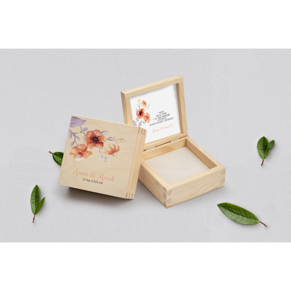 Pudełko na obrączki naturalne - Sweet Love Motyw 6