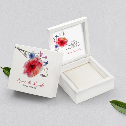Pudełko na obrączki białe - Sweet Love Motyw 2