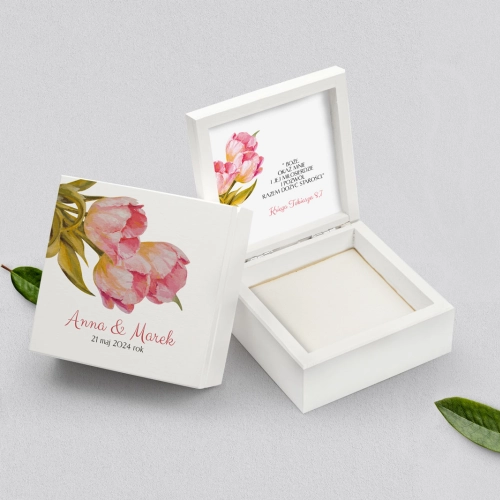 Pudełko na obrączki białe - Sweet Love Motyw 4
