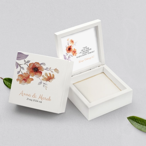 Pudełko na obrączki białe - Sweet Love Motyw 6