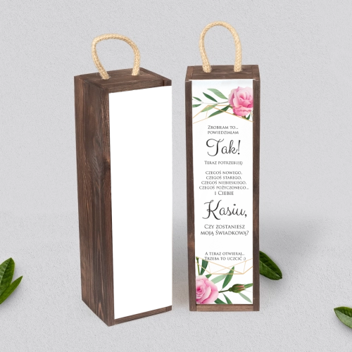 Prośba o Świadkowanie - SNW Akryl brązowa Flowers & Frame Motyw 4