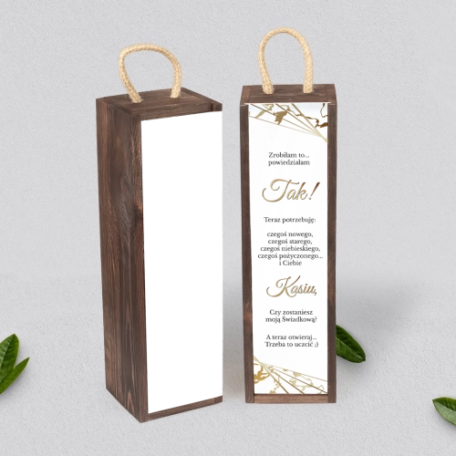 Prośba o Świadkowanie - SNW Akryl brązowa Marmur & Złoto Motyw 4