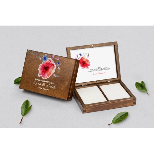 Pudełko na obrączki prostokątne brązowe - Sweet Love Motyw 2