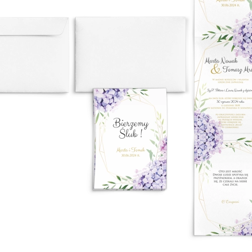 Zaproszenia ślubne Harmonijka - Flowers & Frame Motyw 1