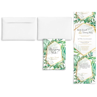Zaproszenia ślubne Harmonijka - Flowers & Frame Motyw 2