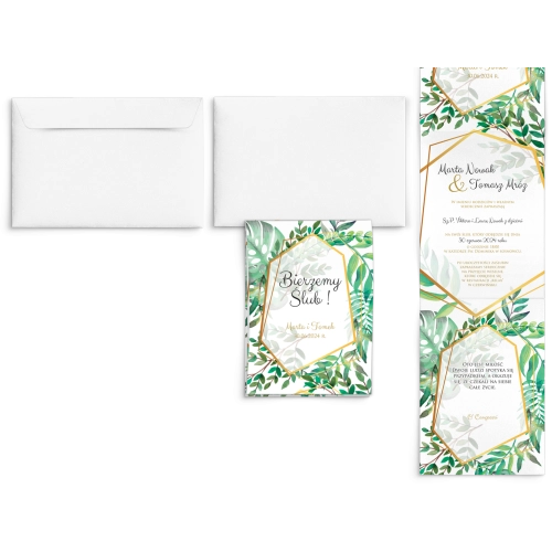 Zaproszenia ślubne Harmonijka - Flowers & Frame Motyw 2