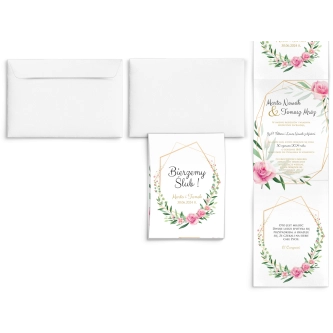 Zaproszenia ślubne Harmonijka - Flowers & Frame Motyw 4