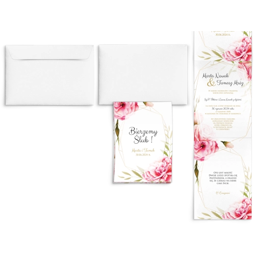 Zaproszenia ślubne Harmonijka - Flowers & Frame Motyw 5
