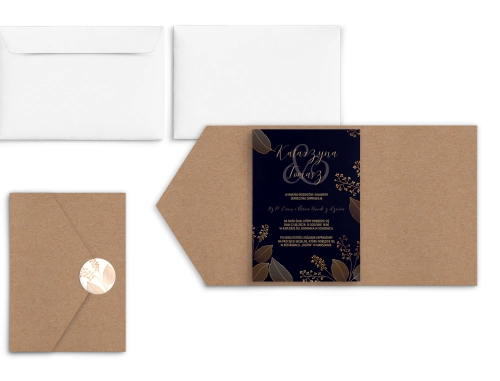 Zaproszenia ślubne w etui Goldish - motyw 1