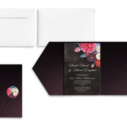 Zaproszenia ślubne w Etui Black Flowers - Motyw 1