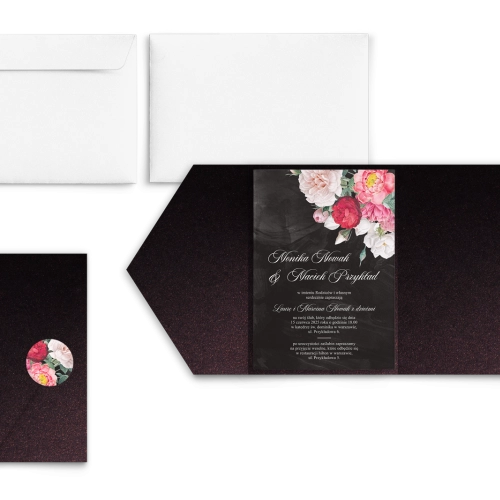 Zaproszenia ślubne w Etui Black Flowers - Motyw 2