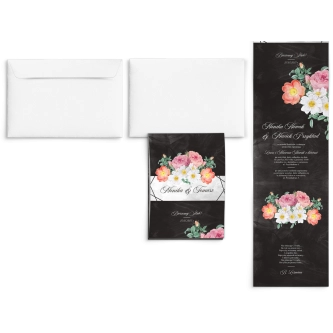 Zaproszenia ślubne Harmonijka - Black Flowers Motyw 3