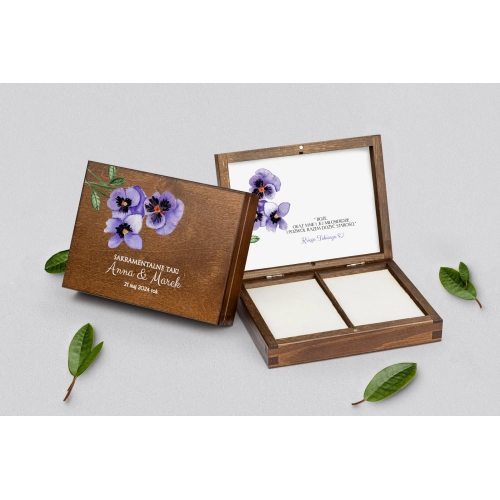Pudełko na obrączki prostokątne brązowe - Sweet Love Motyw 3