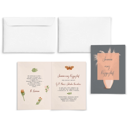 Zaproszenia ślubne Butterflies - Składane motyw 4