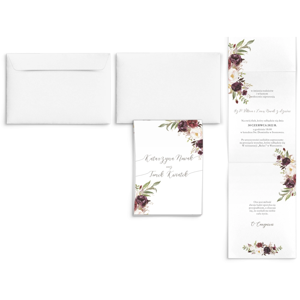 Zaproszenia ślubne Harmonijka - PasteLove Motyw 3