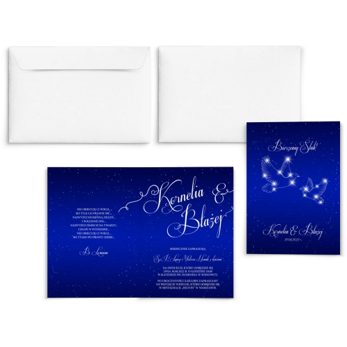 Zaproszenia ślubne Gwiaździsta Noc - Składane Motyw 3