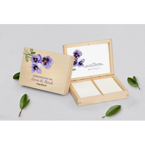 Pudełko na obrączki prostokątne naturalne - Sweet Love Motyw 3