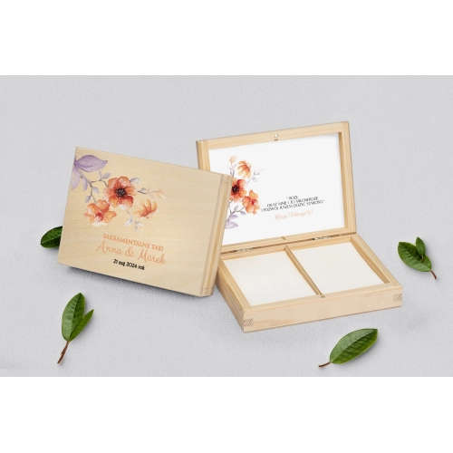 Pudełko na obrączki prostokątne naturalne - Sweet Love Motyw 6