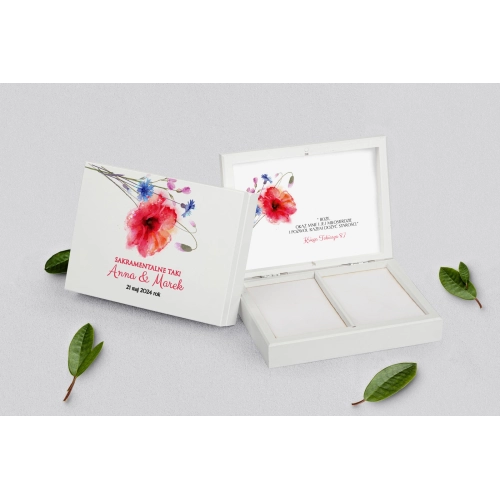 Pudełko na obrączki prostokątne białe - Sweet Love Motyw 2