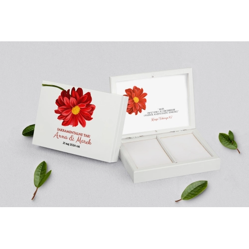 Pudełko na obrączki prostokątne białe - Sweet Love Motyw 5