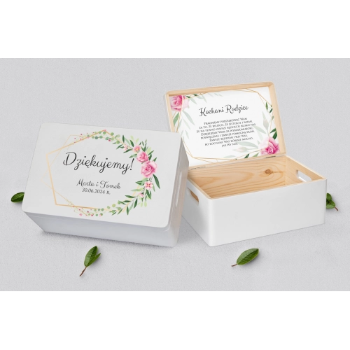 Skrzyneczka dla Rodziców - biała Flowers & Frame Motyw 4