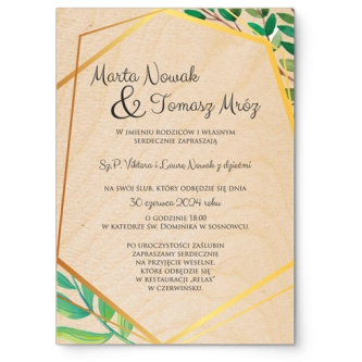 Zaproszenia ślubne Flowers & Frame - Drewniane Motyw 2