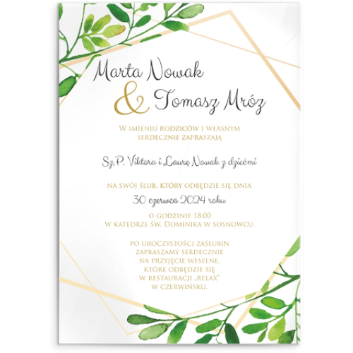 Zaproszenia ślubne Flowers & Frame - Akrylowe Motyw 3