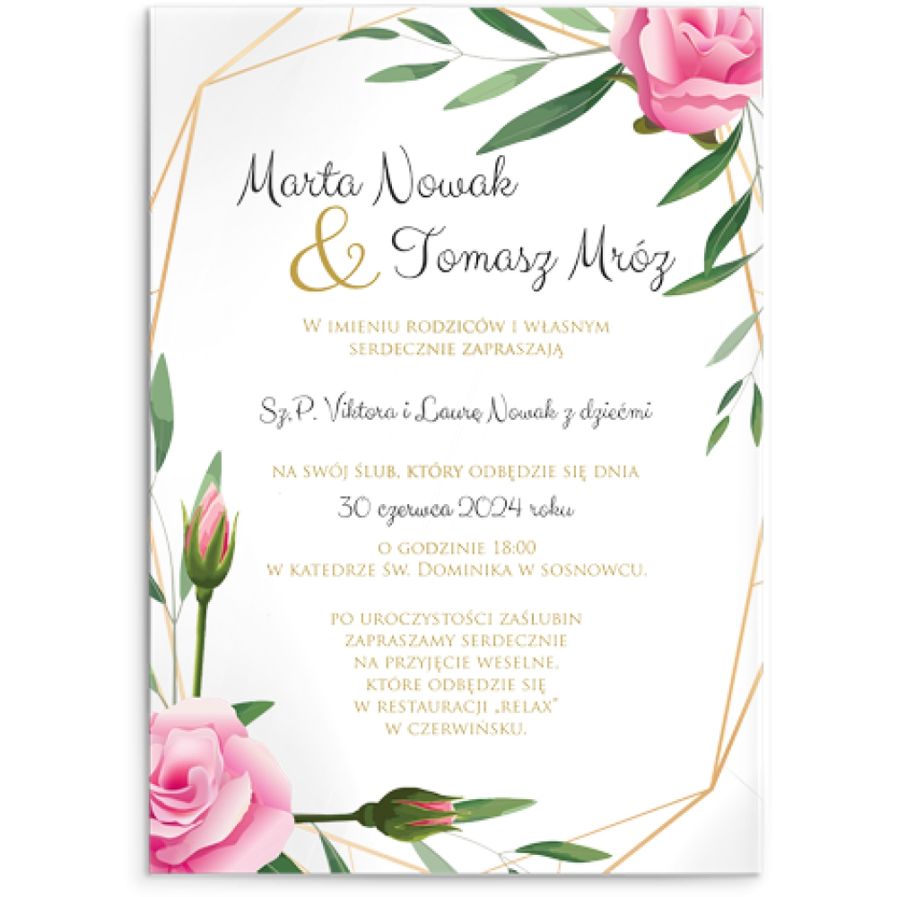 Zaproszenia ślubne Flowers & Frame - Akrylowe Motyw 4